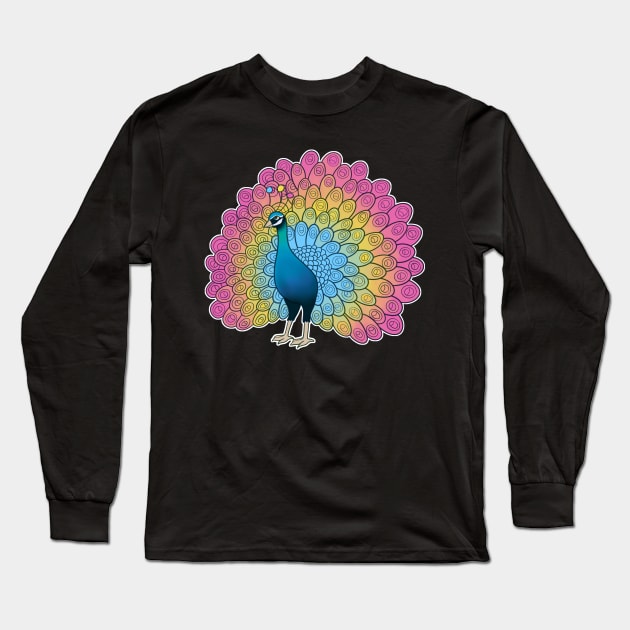 Pansexual Pride Peacock Long Sleeve T-Shirt by celestialuka